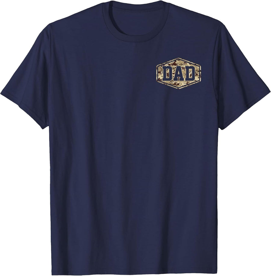 Retro Old School Camo Dad Pocket, Camouflage Dad Fathers Day T-Shirt - Navy Blue