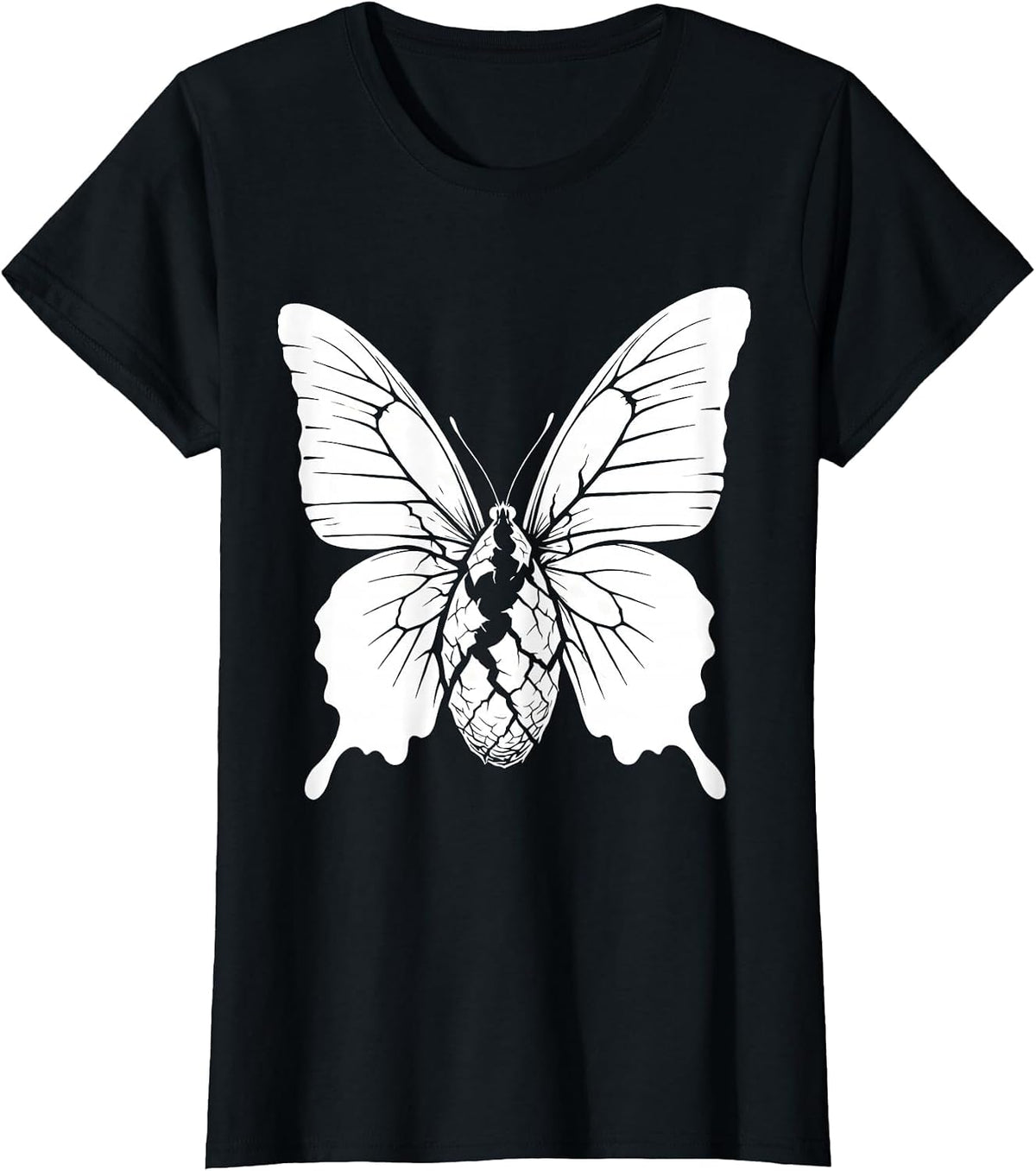 Faith Over Fear Butterfly Emerging From Cocoon T-Shirt - Black
