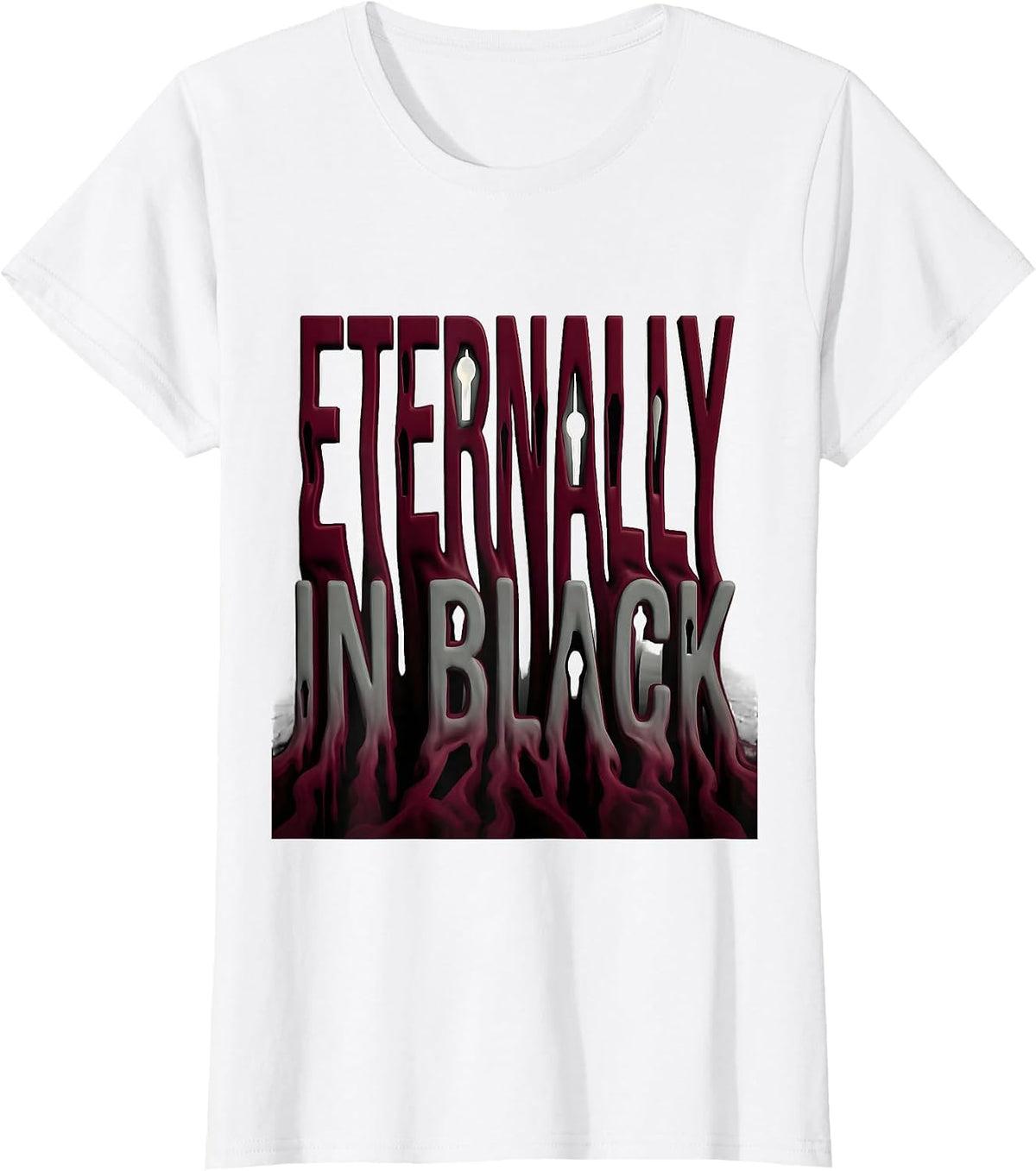 Eternally In Black Goth Dark Aesthetic Design T-Shirt - White