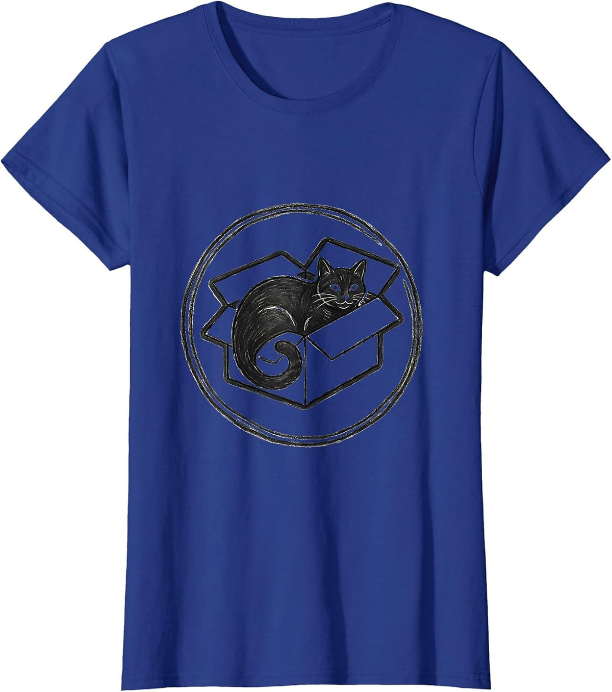 Women's Cat Quantum Physics Paradox Funny Science Geek T-Shirt - Royal Blue