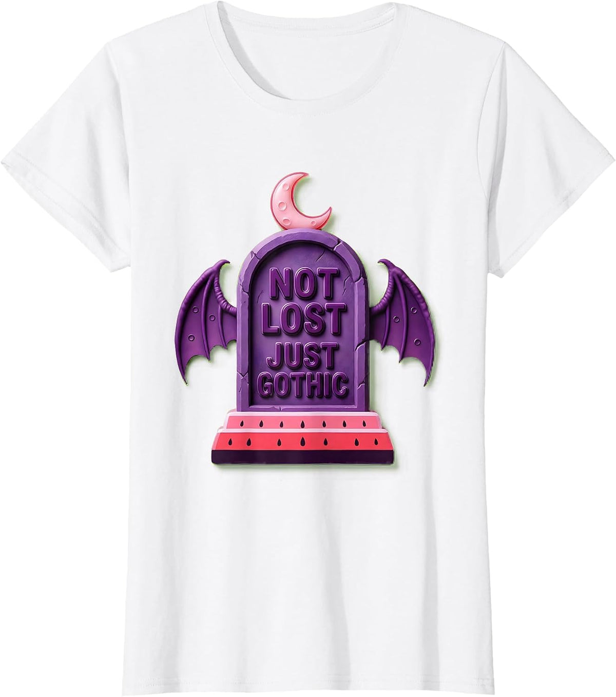 Not Lost Just Gothic Dark Aesthetic Design T-Shirt - White