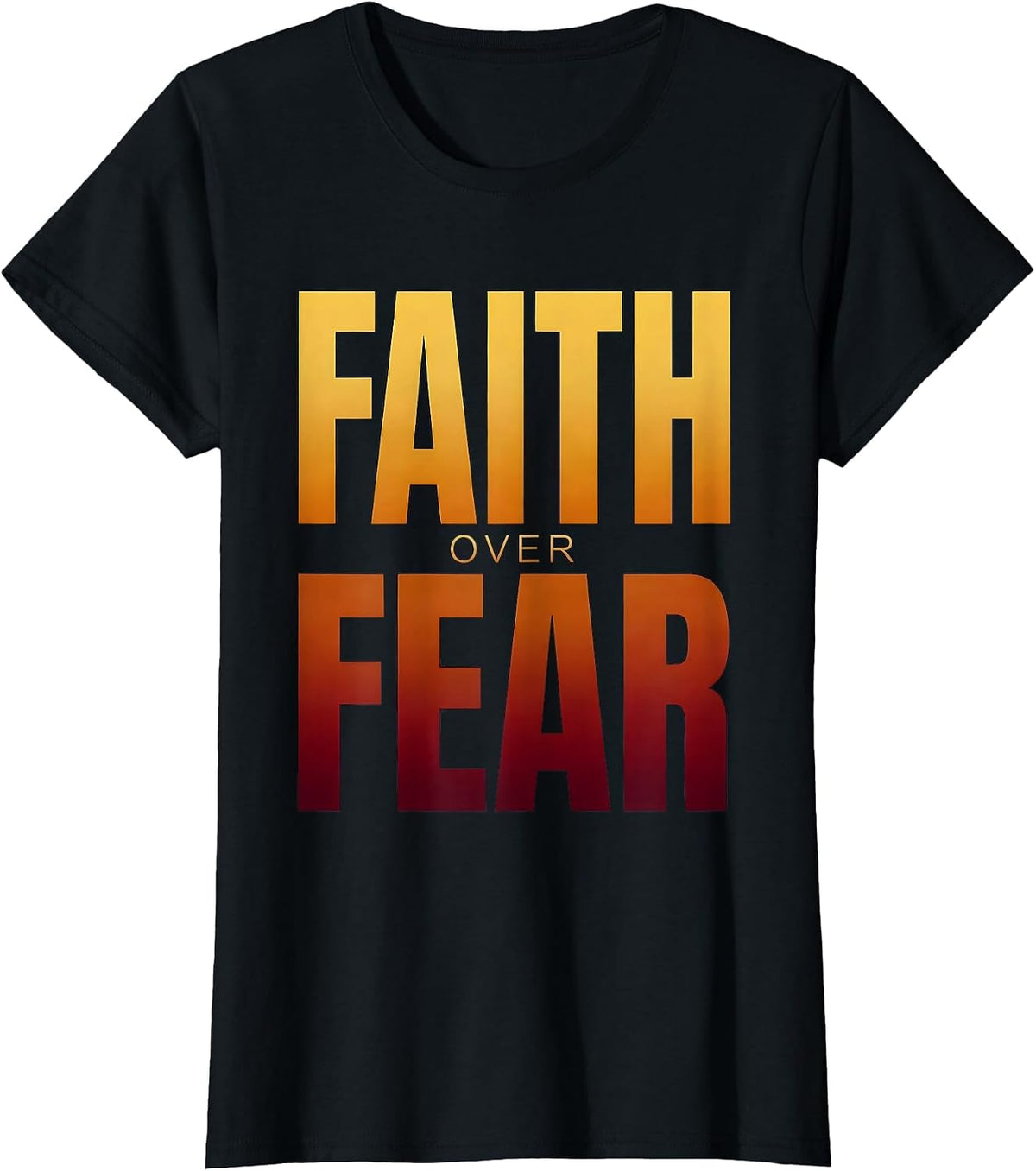 Faith Over Fear Rugged Mountain Range Design T-Shirt - Black