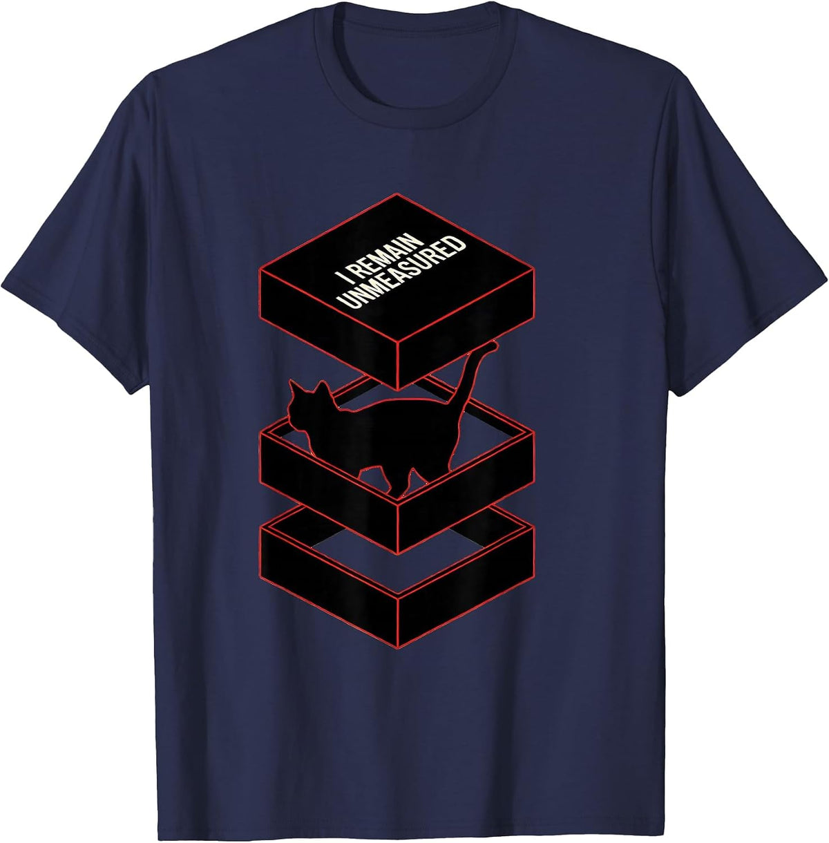 Men's I Remain Unmeasured Funny Quantum Physics Science Geek T-Shirt - Navy Blue