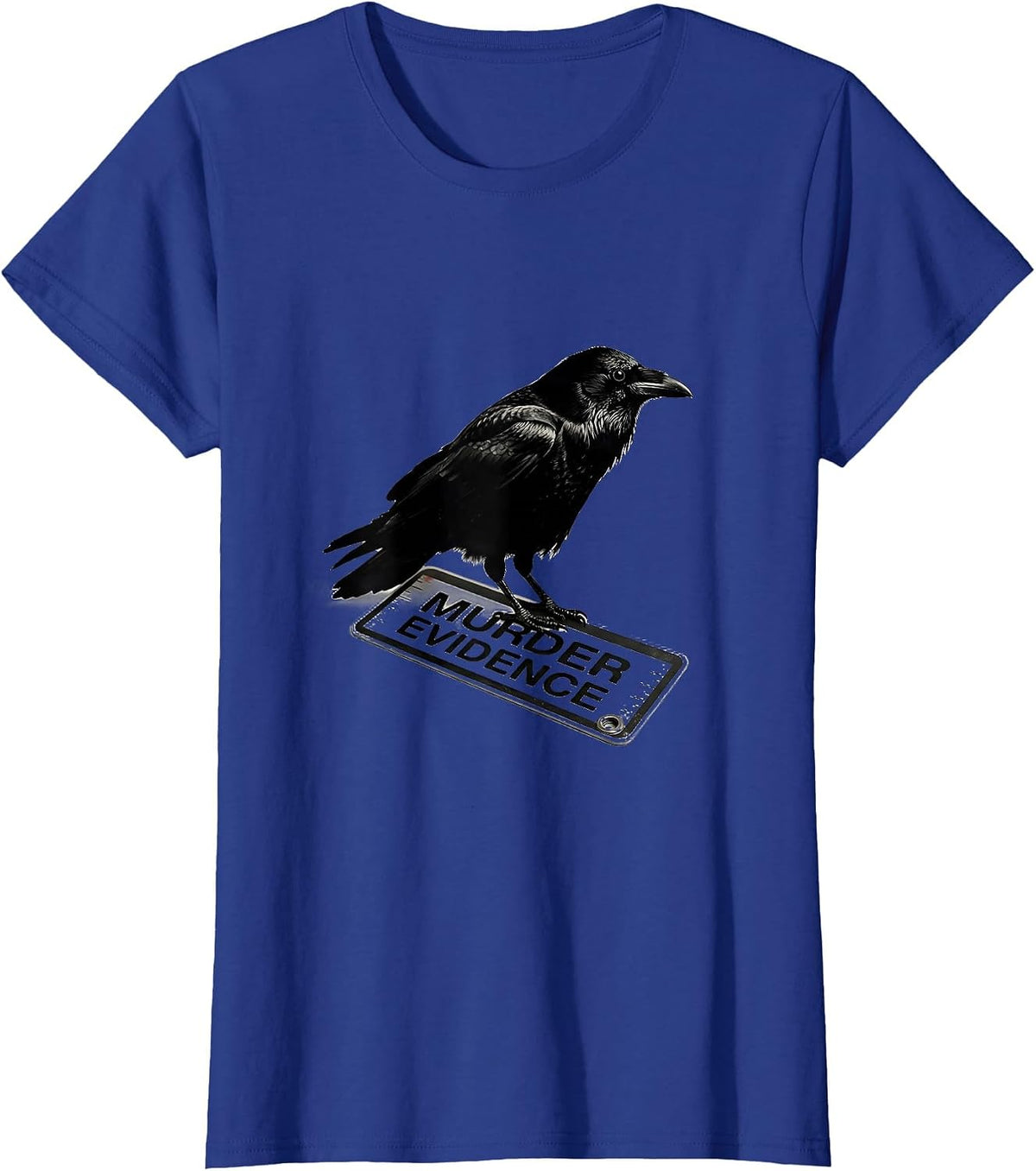 Women's Murder Evidence Minimalist Crow Lover Gothic Humor T-Shirt - Royal Blue