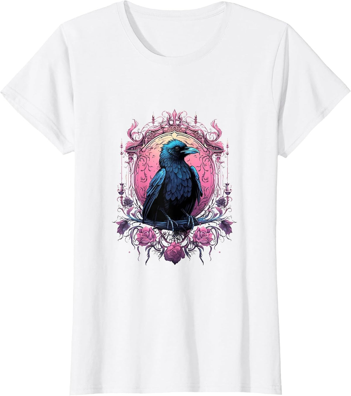 Pastel Goth Gothic Crow Bird Kawaii Anime Nu Goth Aesthetic T-Shirt - White