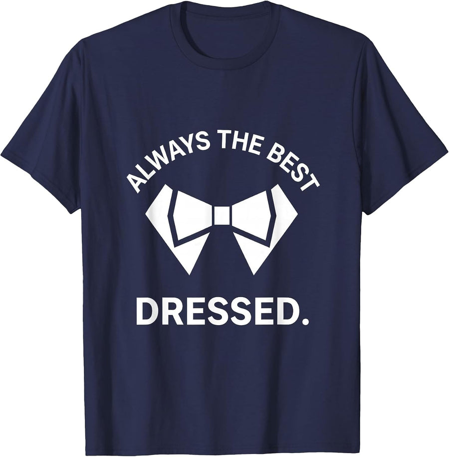Always the Best Dressed Tuxedo Graphic Design T-Shirt - Navy Blue