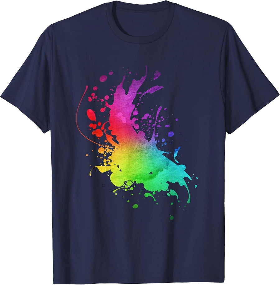 Artist Smock Fun Artist Watercolor Paint Splatter T-Shirt T-Shirt - Navy Blue