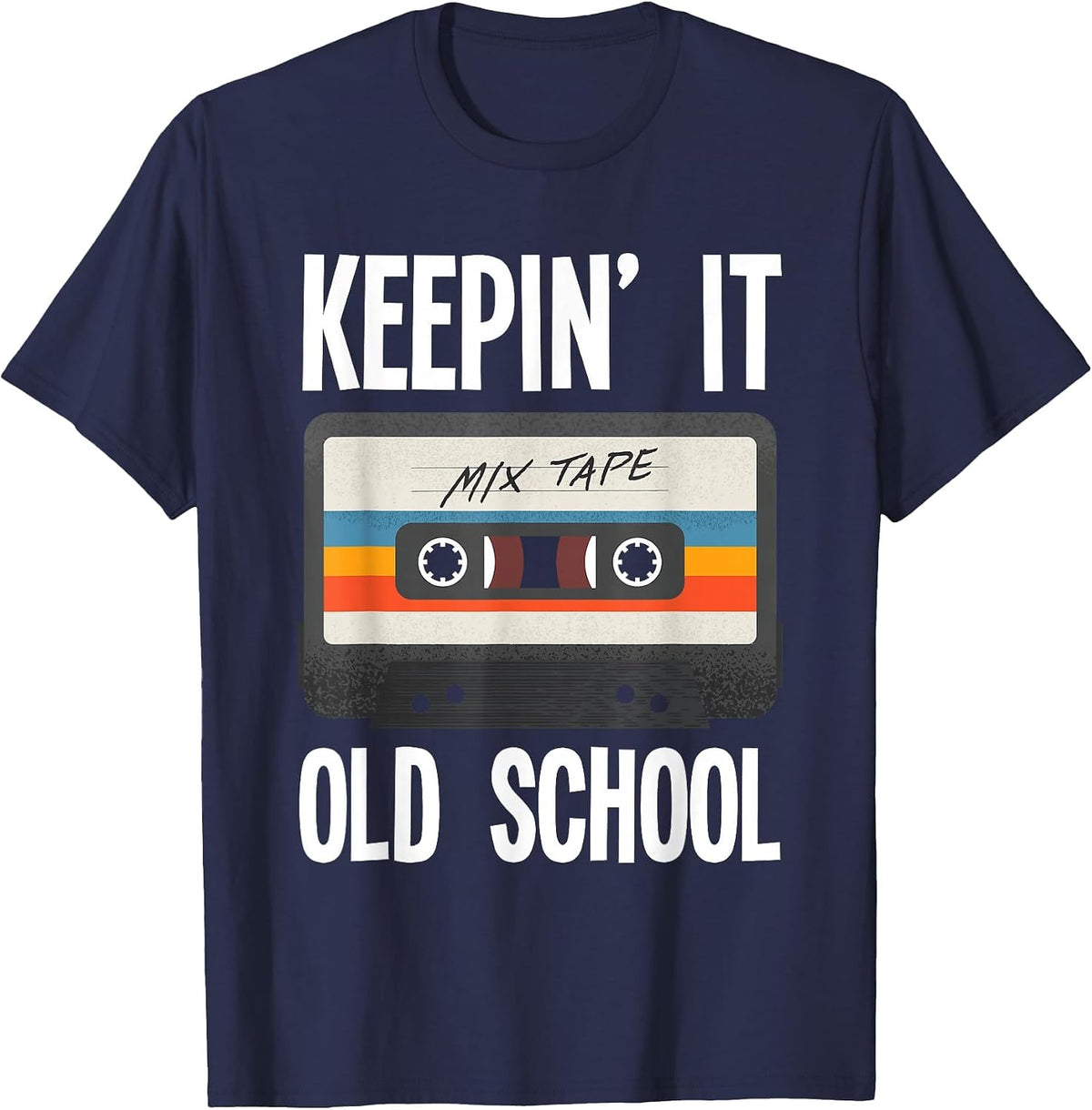 Retro Hip Hop Music Old School Cassette Funny Hip-Hop T-Shirt - Navy Blue