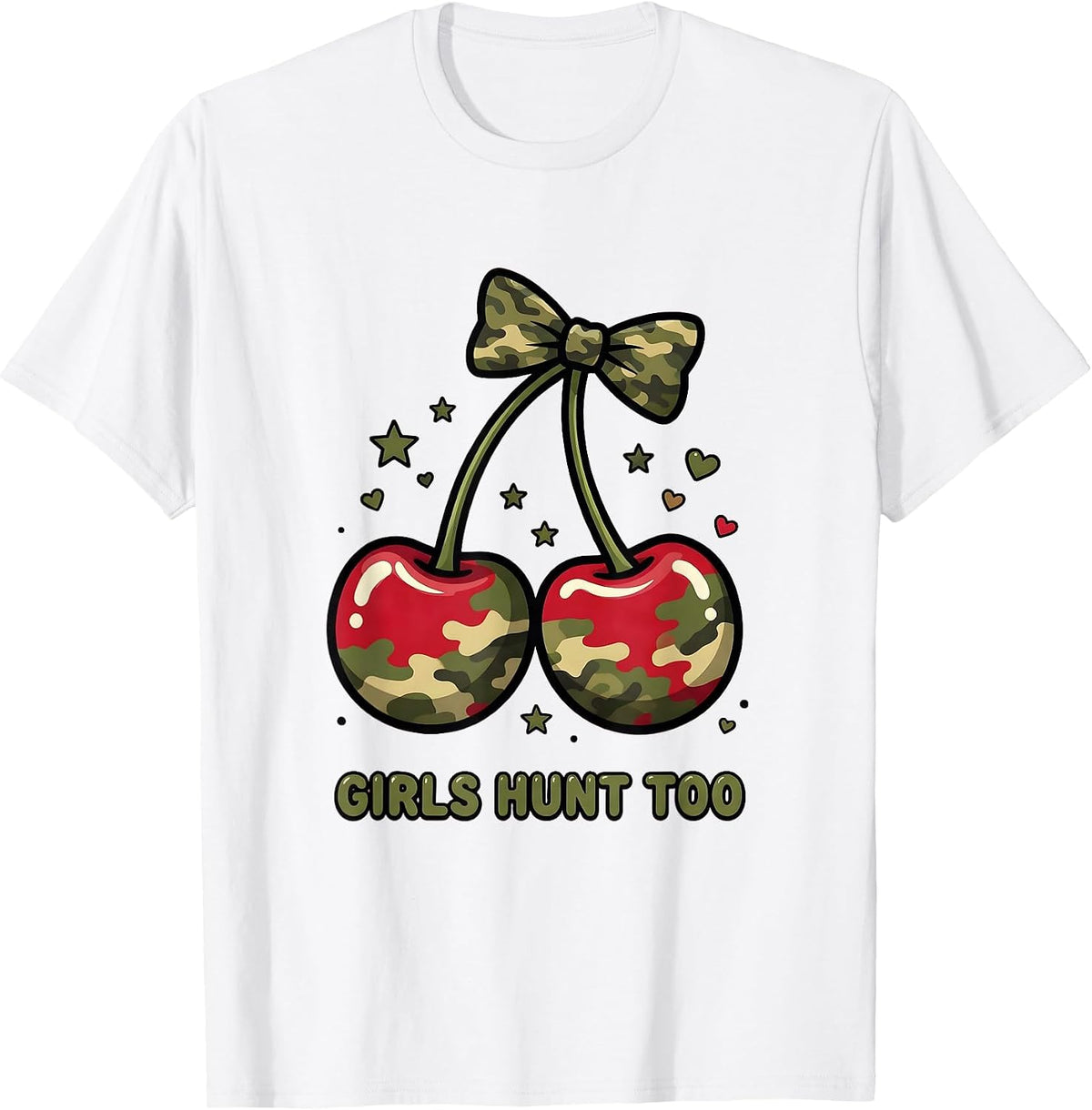 Men's Girls Hunt Too Bold Camo Hunting Design T-Shirt - White