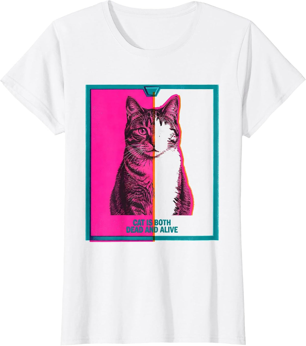 Cat Is Both Dead And Alive Funny Quantum Physics Science T-Shirt - White