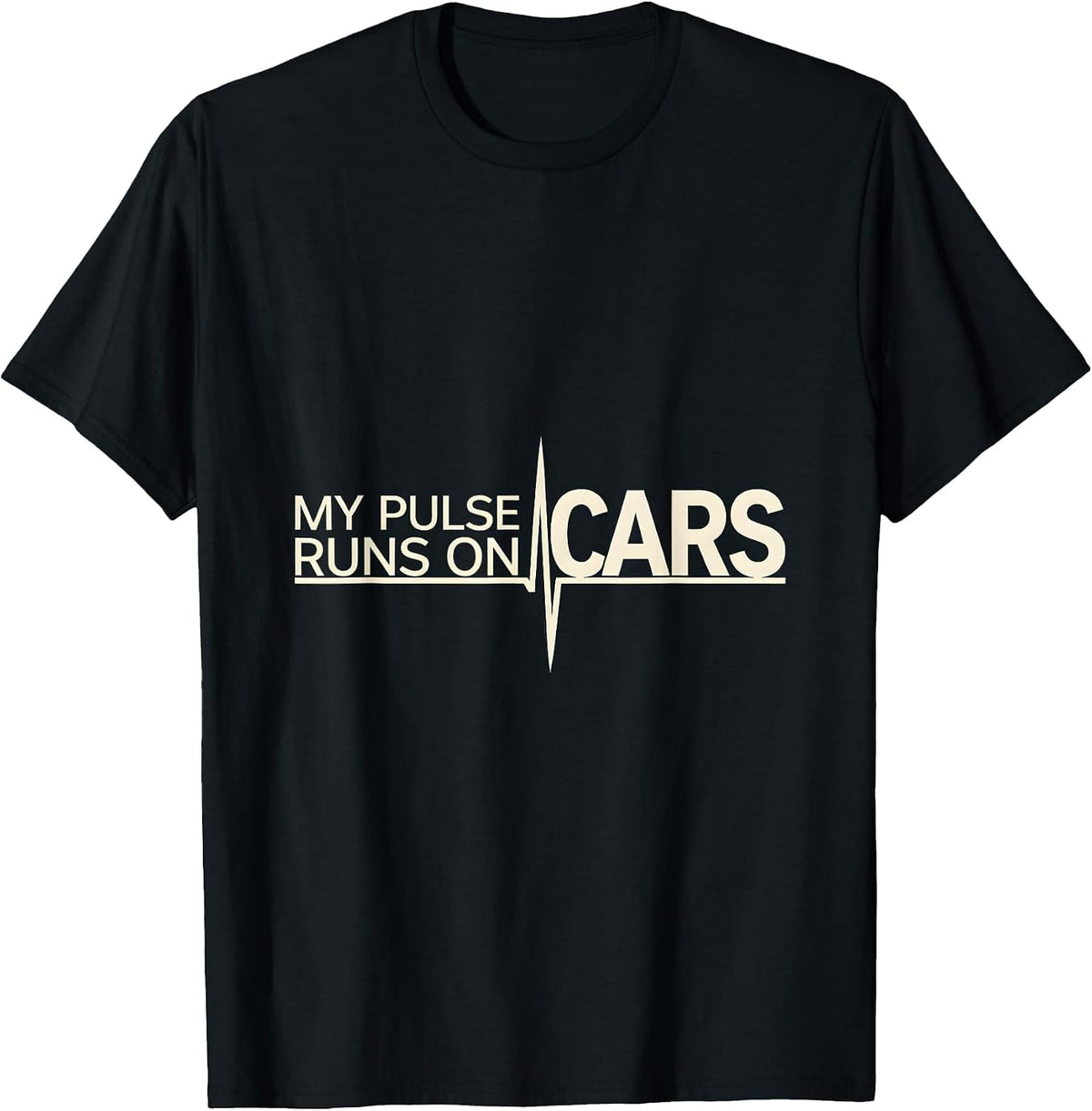Men's My Pulse Runs On Cars Funny Car Guy Auto Mechanic Humor T-Shirt - Black
