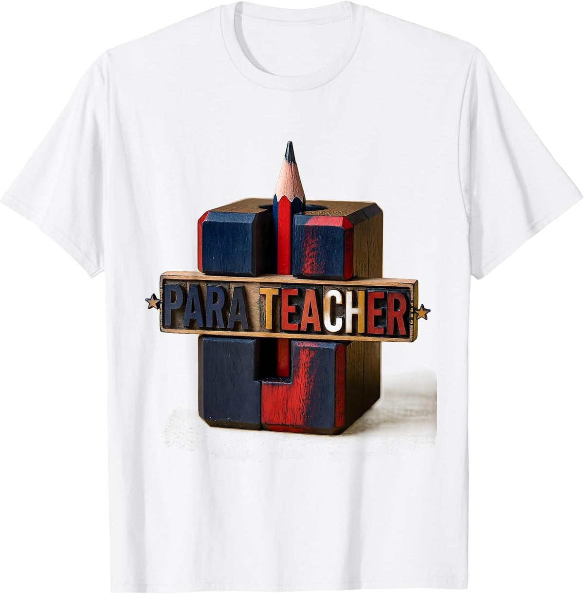 Men's Para Teacher Retro Pencil Sharpener Back To School Teacher T-Shirt - White