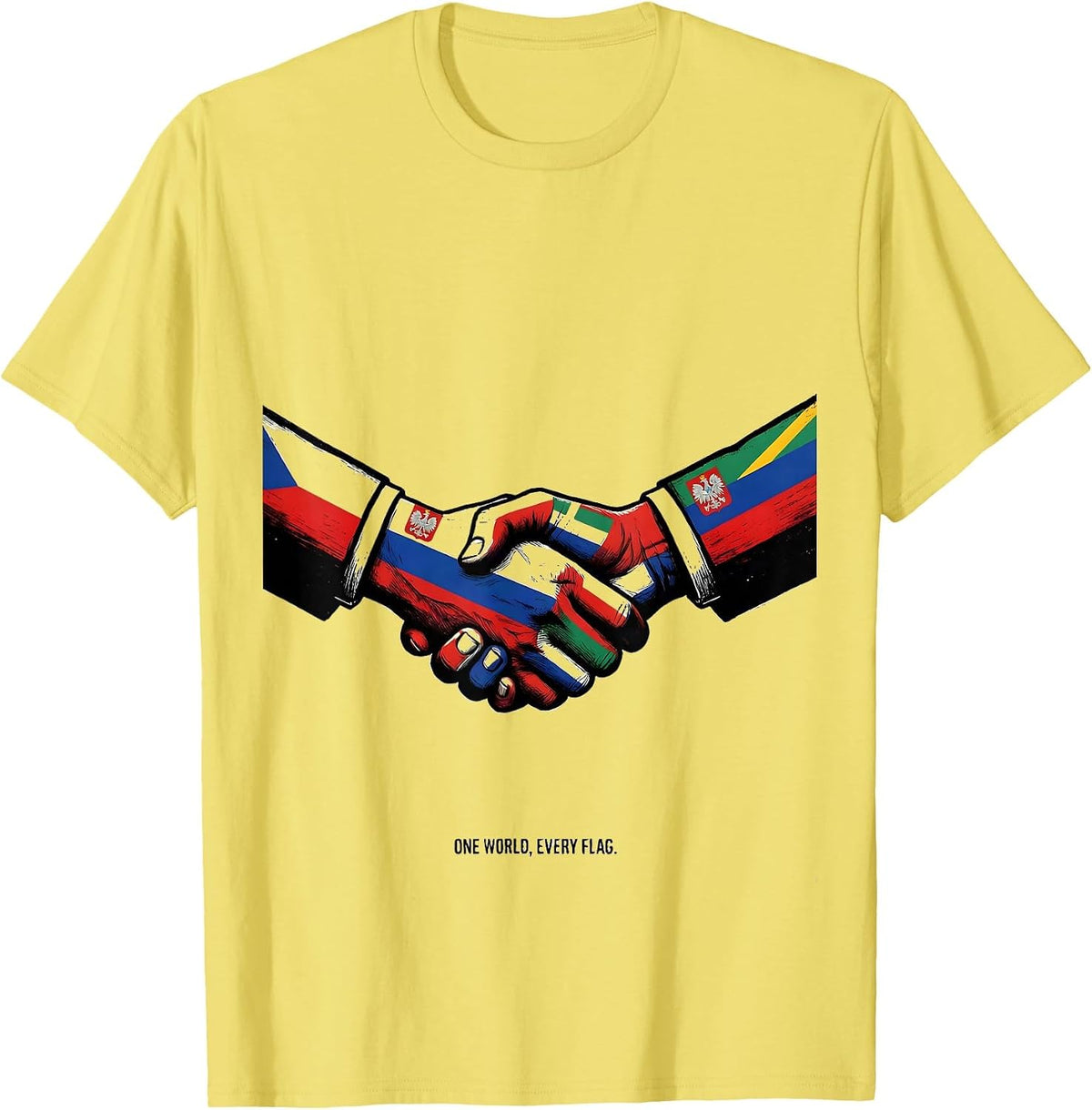 Men's One World Every Flag Geography Lover World Traveler T-Shirt - Lemon Yellow