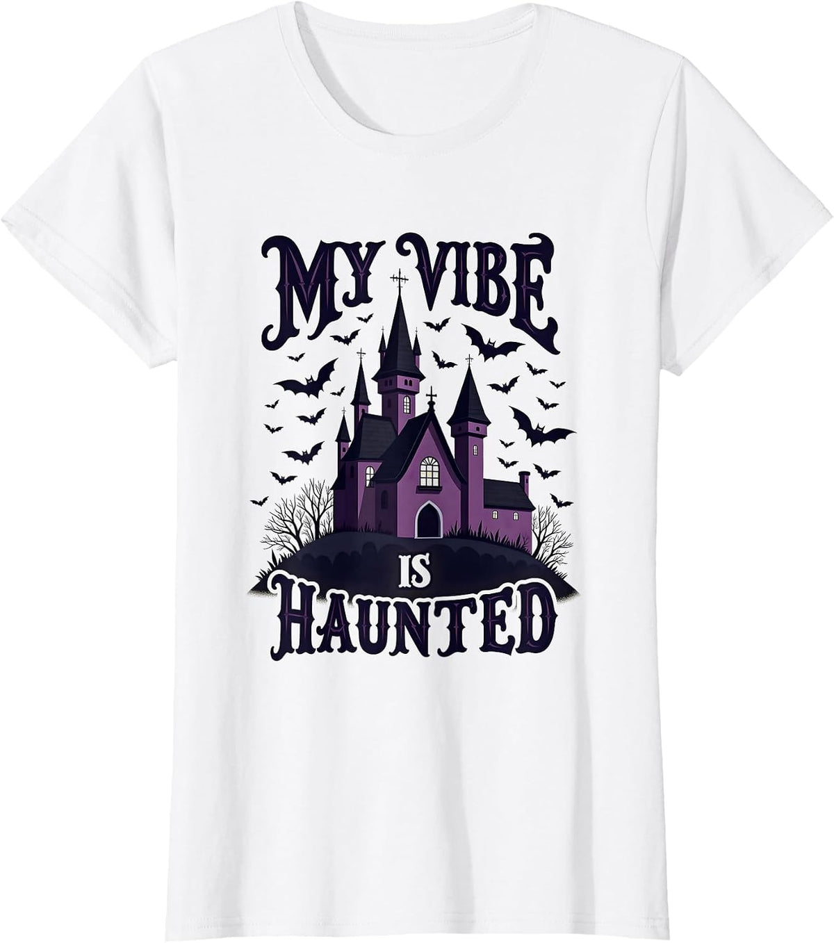 My Vibe Is Haunted Goth Dark Aesthetic Design T-Shirt - White