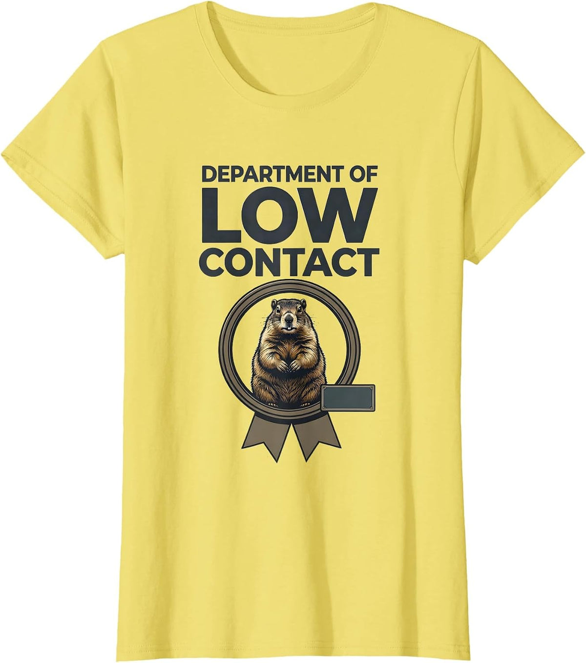 Department Of Low Contact Funny Hedgehog Groundhog Lover T-Shirt - Lemon Yellow