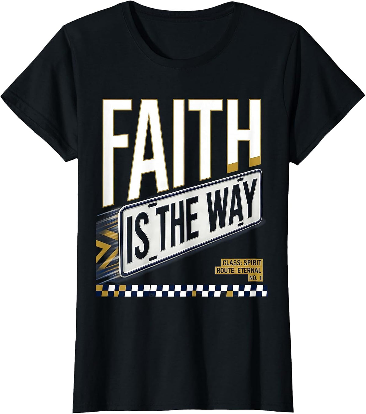 Women's Faith Is The Way Faith Over Fear Graphic Design T-Shirt - Black