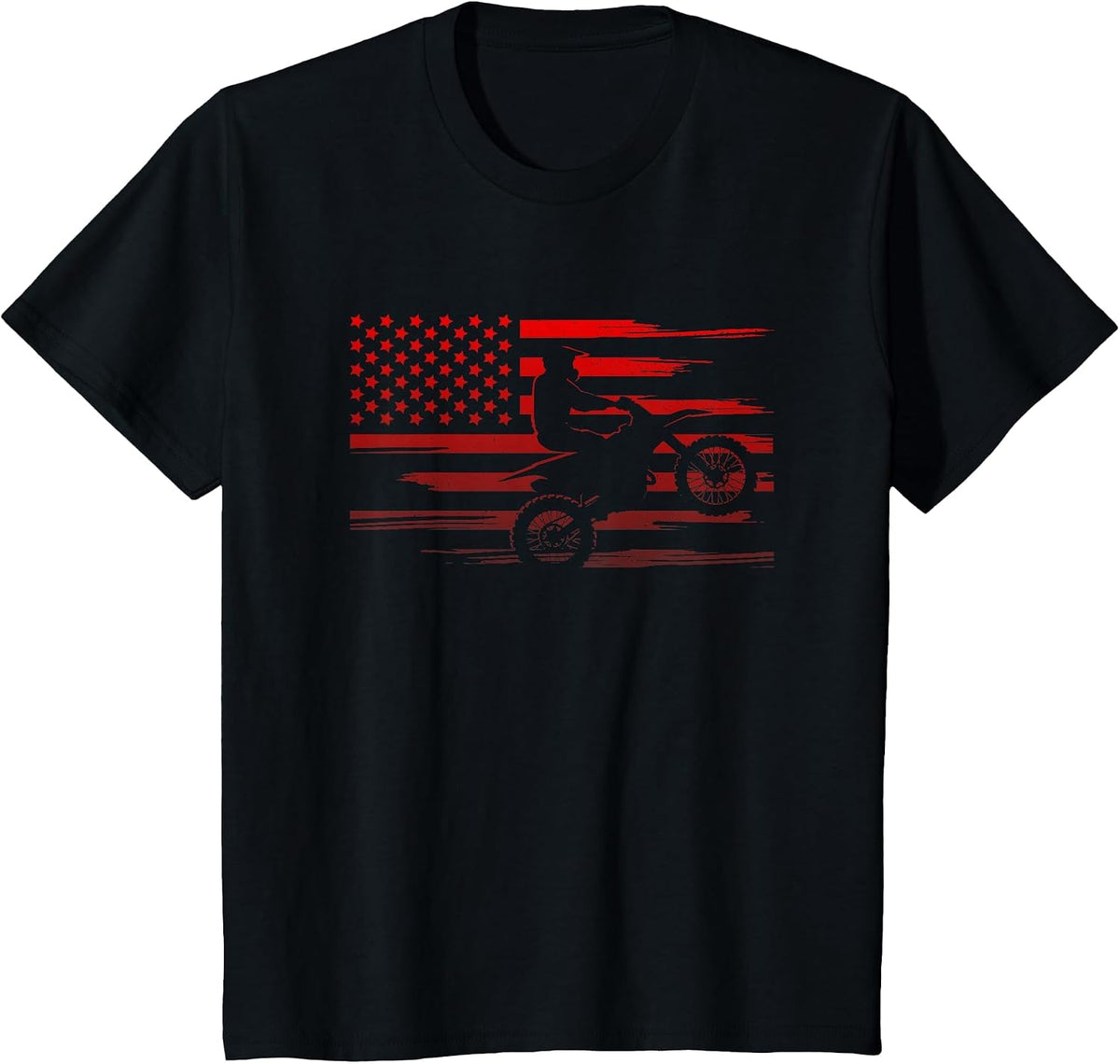 American Flag Dirt Bike Apparel - Dirt Bike Motocross T-Shirt - Black