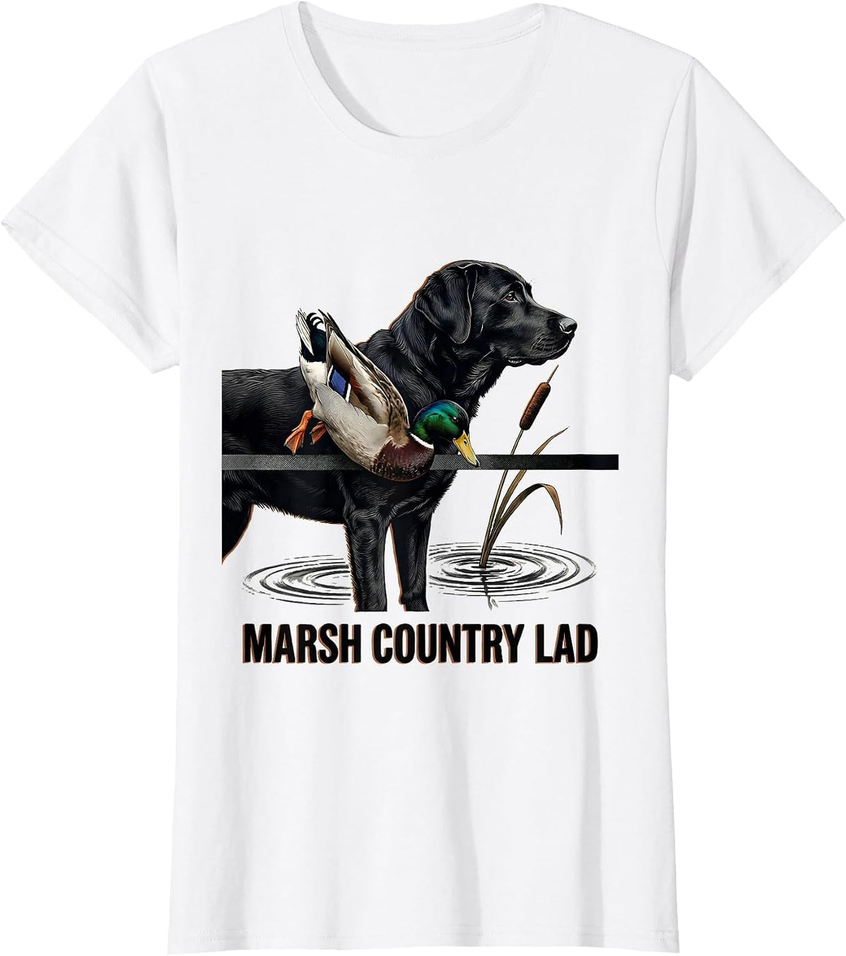 Marsh Country Lad Rustic Southern Hunting Labrador Duck T-Shirt - White
