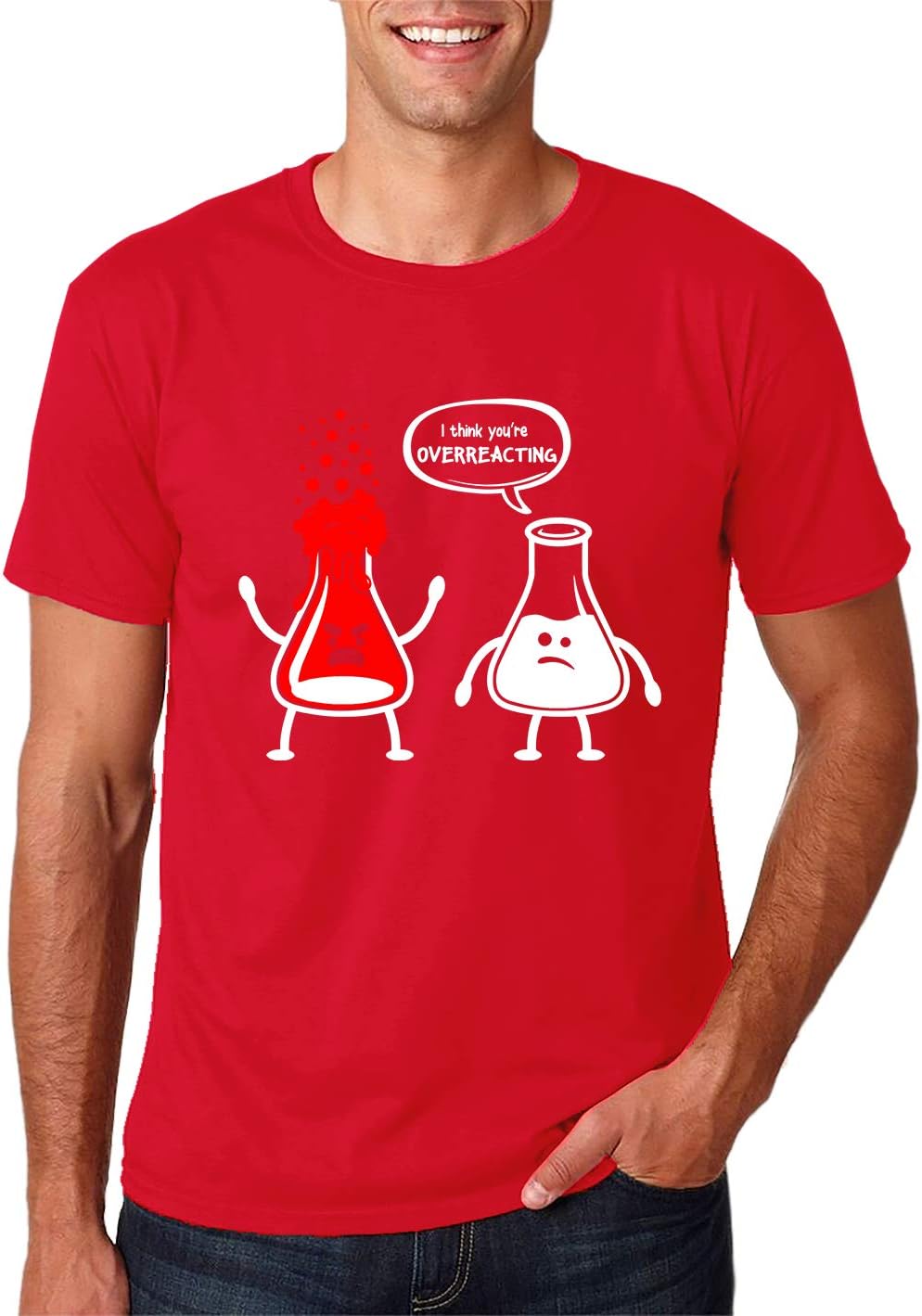 I Think You're Overreacting - Funny Nerd Chemistry Humor, Funny Science Teacher - Men's Tshirt - Red