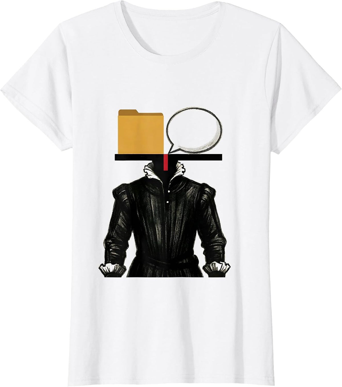 Ruff and Doublet Editorial Conceptual Shakespeare Humor T-Shirt - White