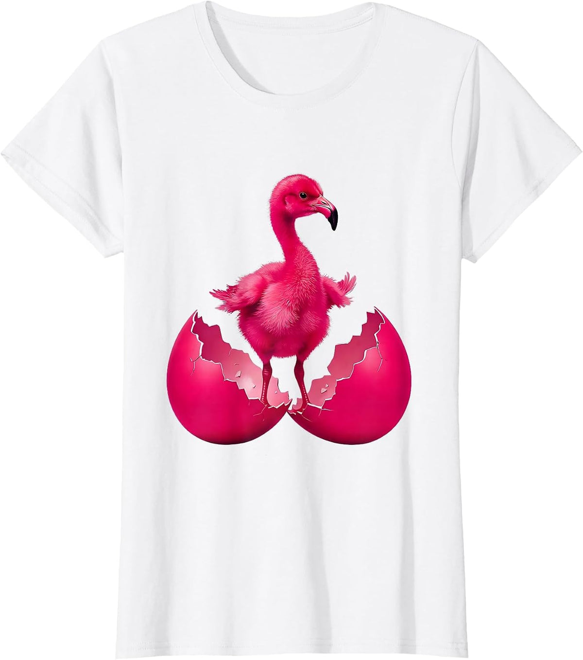Baby Flamingo Hatching From Egg Graphic T-Shirt - White
