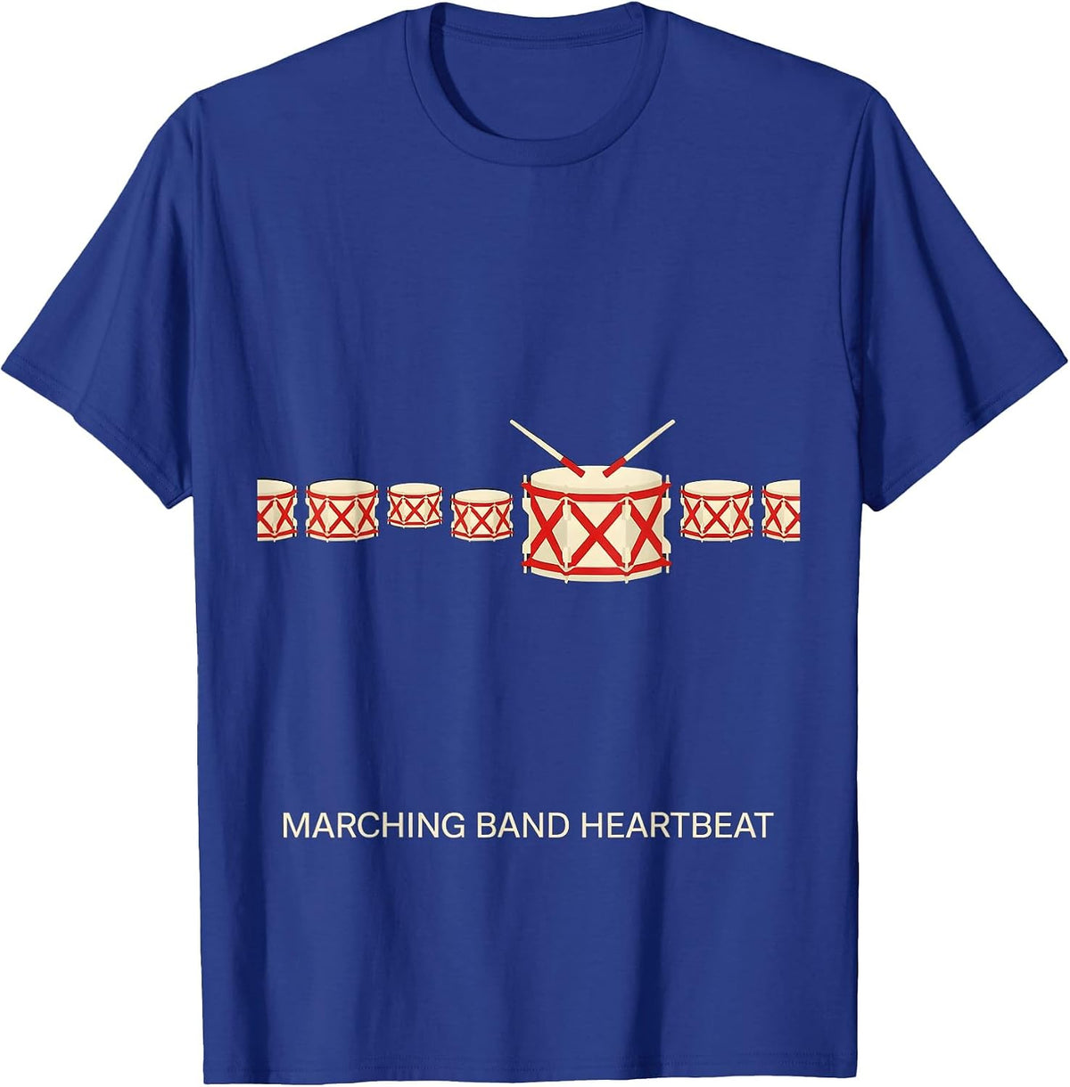 Marching Band Heartbeat Drum Rhythm Band Enthusiast Gift T-Shirt - Royal Blue