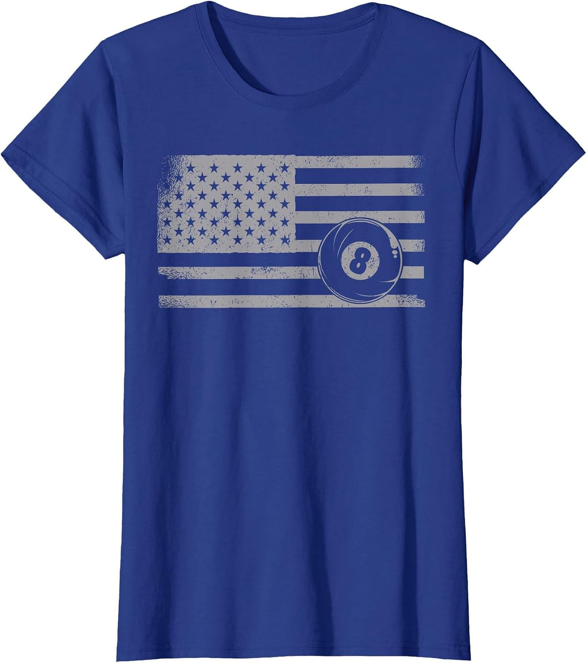Billiards Pool Player Ball American Flag Vintage 8 Ball T-Shirt - Royal Blue
