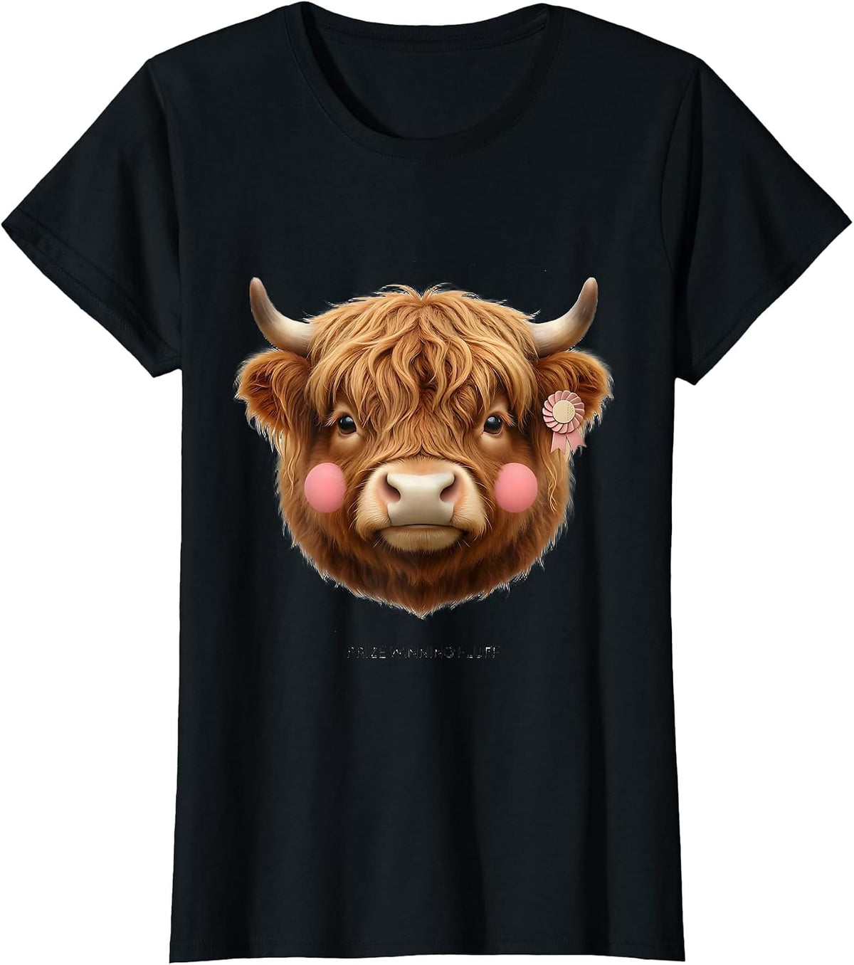 Prize Winning Fluff Cute Kawaii Highland Cow Animal Lover T-Shirt - Black