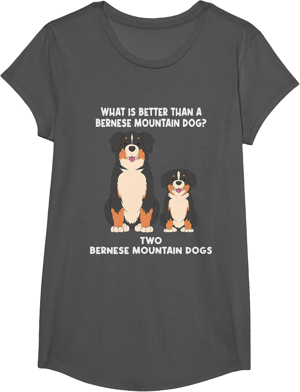 What is Better Than A Bernese - Two Bernese Mountain Dog T-Shirt - Girls Asphalt Grey