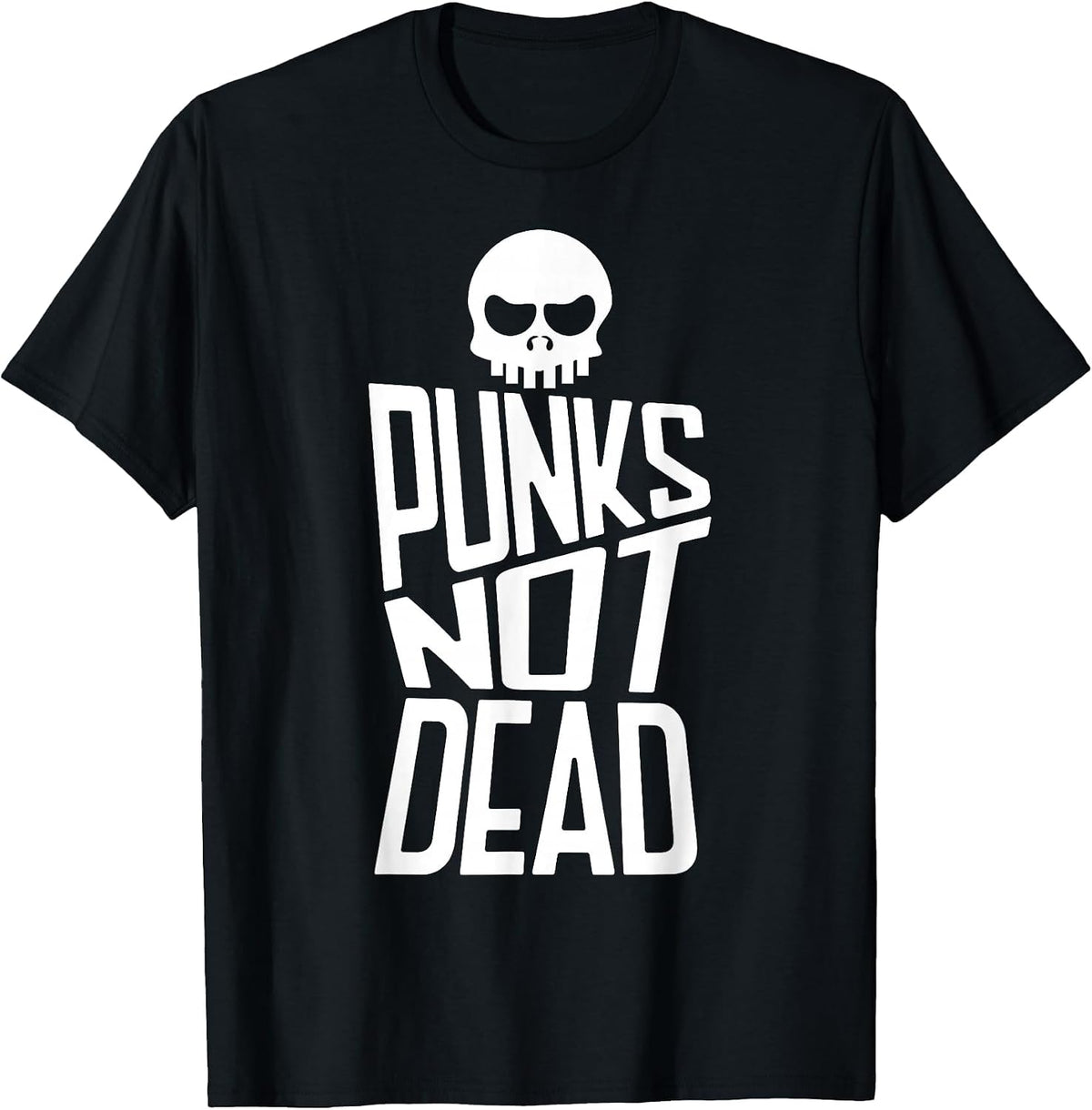 Punks Not Dead Skeleton Music Skull Aesthetic Subculture T-Shirt - Black