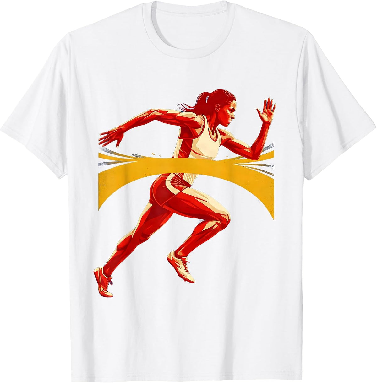 Men's Sprinter Breaking the Tape Track and Field Graphic T-Shirt - White