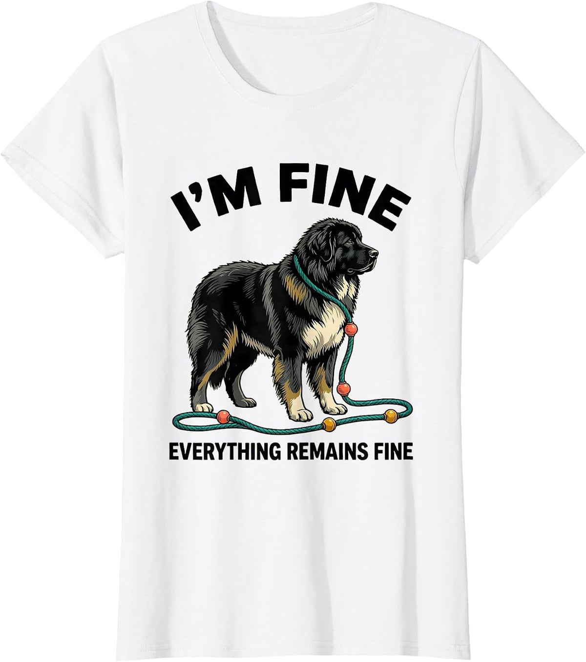 Women's I'm Fine Everything Remains Fine Great Pyrenees Christmas T-Shirt - White