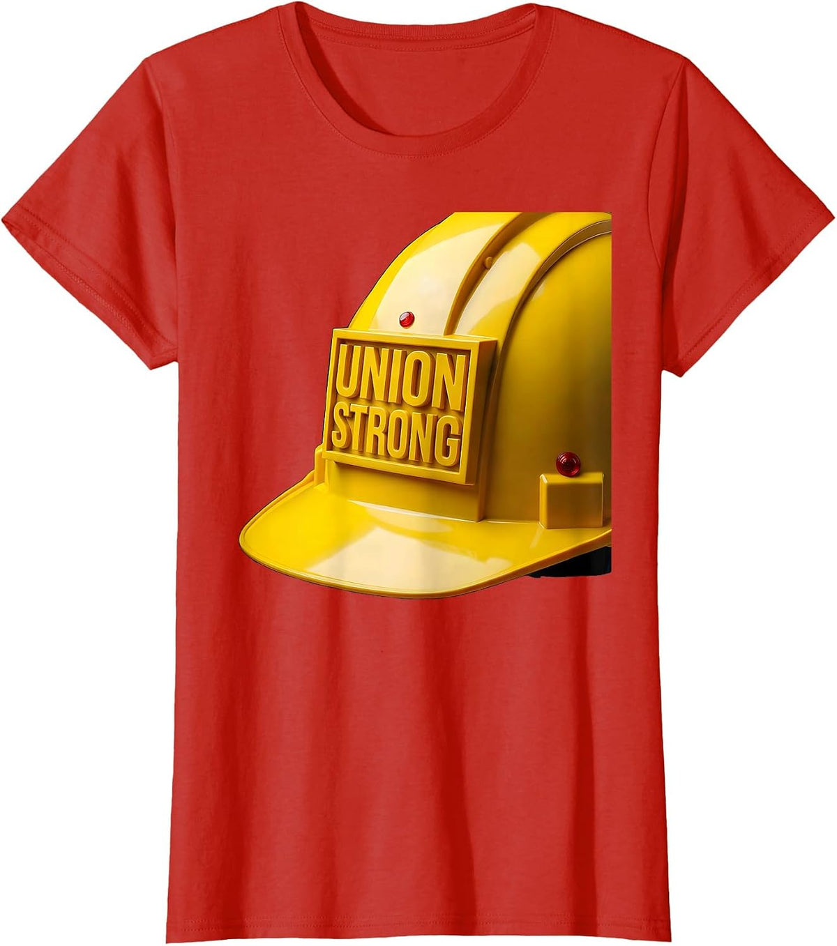 Union Strong Geometric Hard Hat Labor Day Skilled Worker T-Shirt - Red