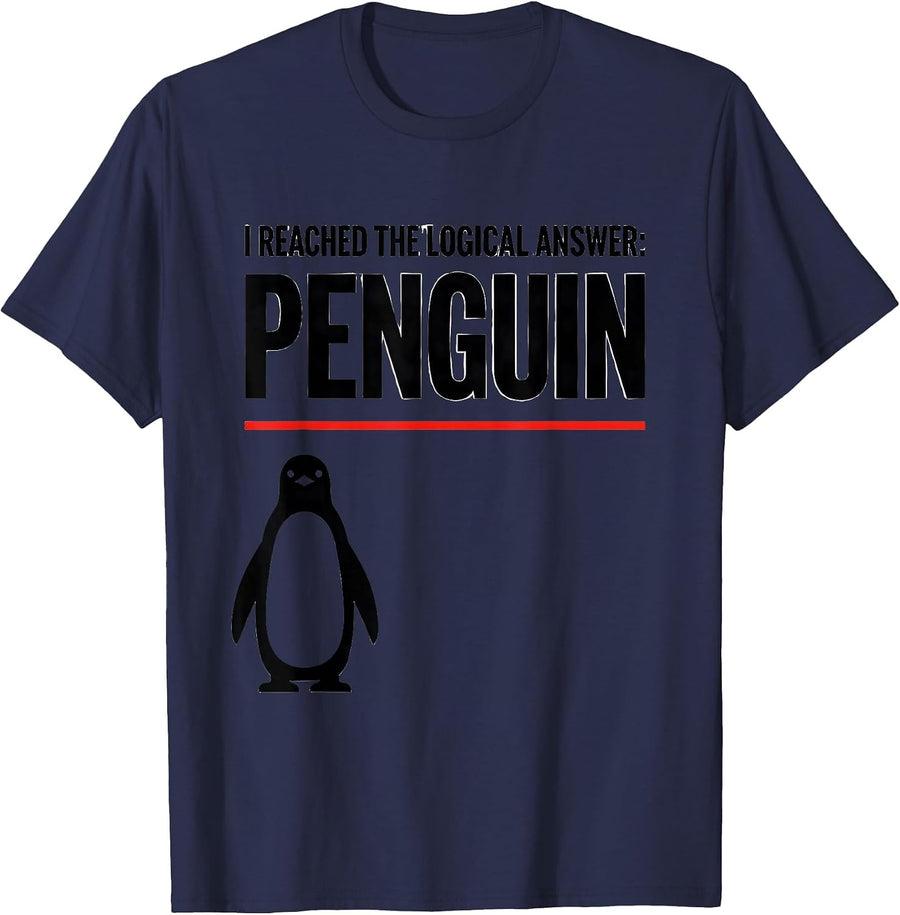 I Reached The Logical Answer Penguin Funny Penguin Lover T-Shirt - Navy Blue
