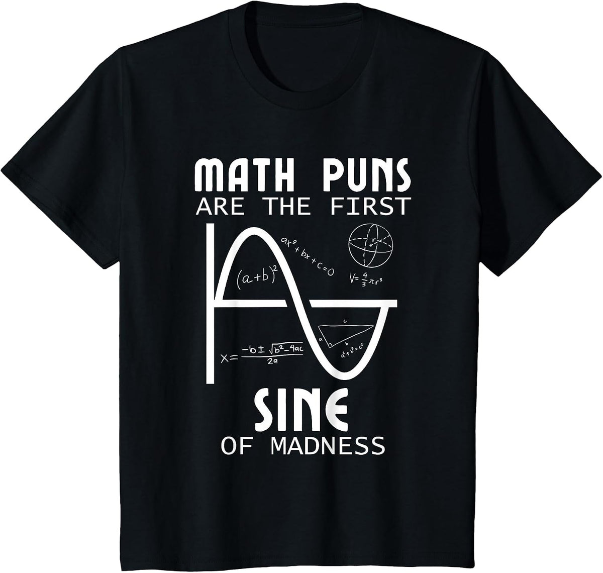 Math Teacher Math Puns Sine of Madness for Calculus T-Shirt - Black