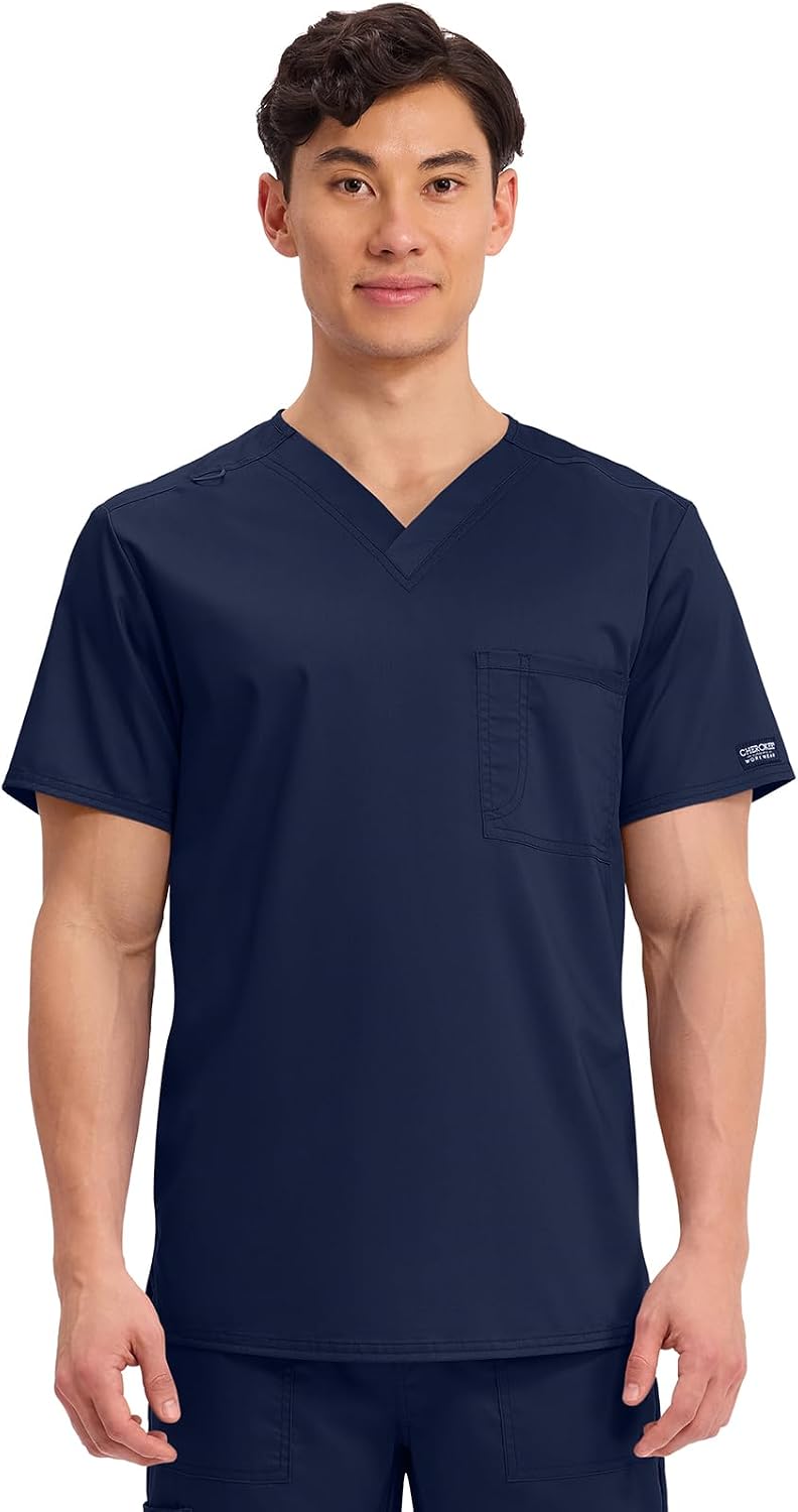 Cherokee Revolution Scrub Top for Women & Men V-Neck Medical Shirt - Navy