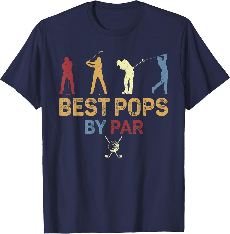Retro Vintage Best Pops By Par Tee Men Golfing Golf Lover T-Shirt - Navy Blue