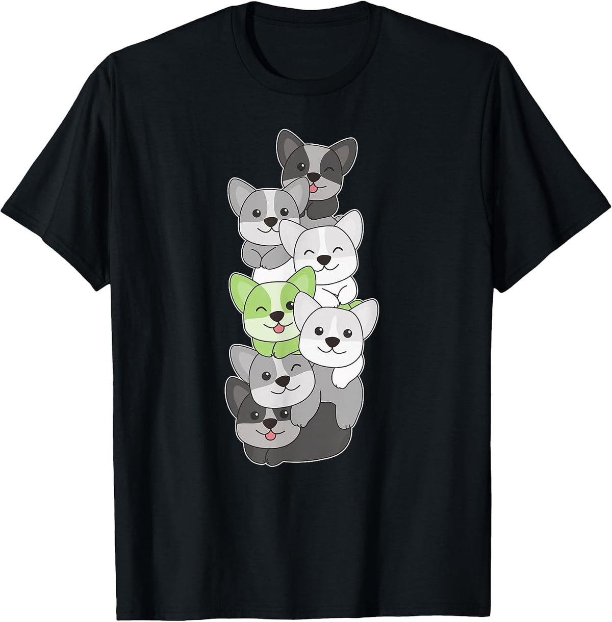 Agender Pride Month LGBTQ Agender Corgi Flag T-Shirt - Black