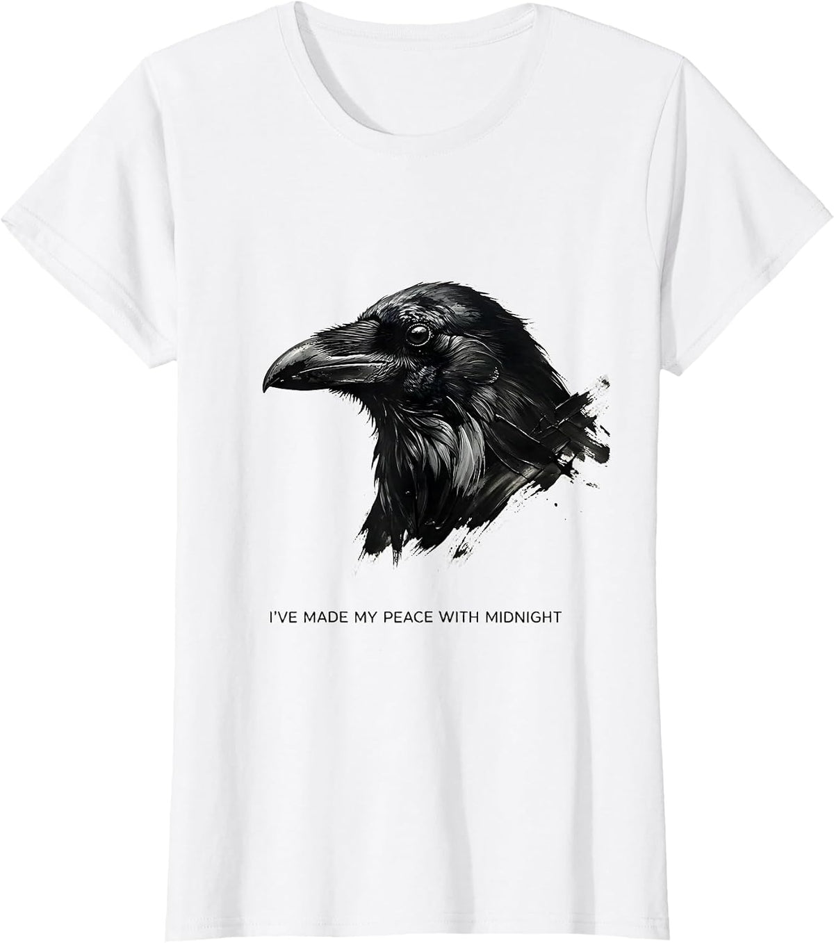 Women's I've Made My Peace With Midnight Gothic Edgar Allan Poe T-Shirt - White
