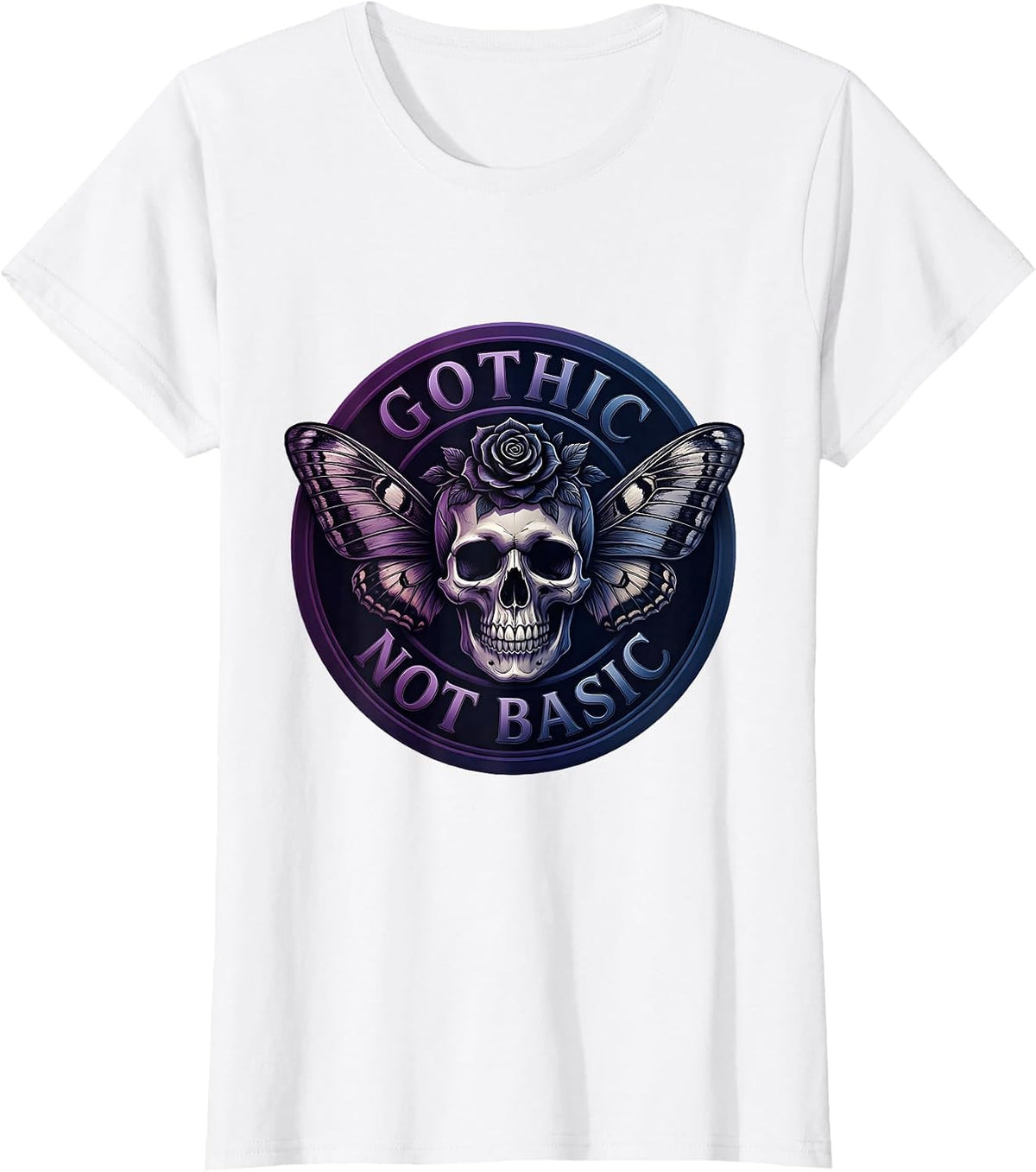 Gothic Not Basic Dark Aesthetic Design T-Shirt - White