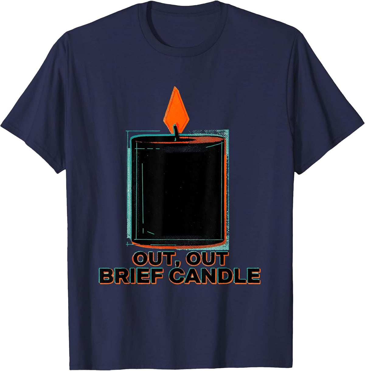 Out Out Brief Candle Risograph Shakespeare Literary Quote T-Shirt - Navy Blue