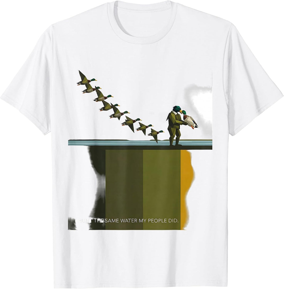 Men's I Hunt The Same Water My People Did Geometric Southern Local T-Shirt - White