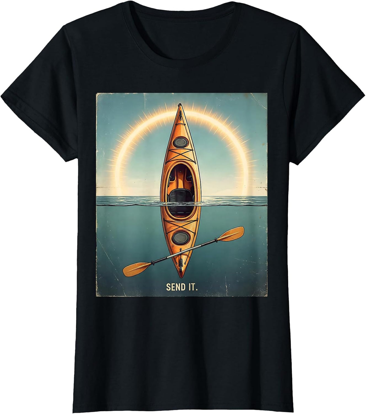 Women's Kayak Hull Vintage Kayak Lover Kayaking Gift T-Shirt - Black