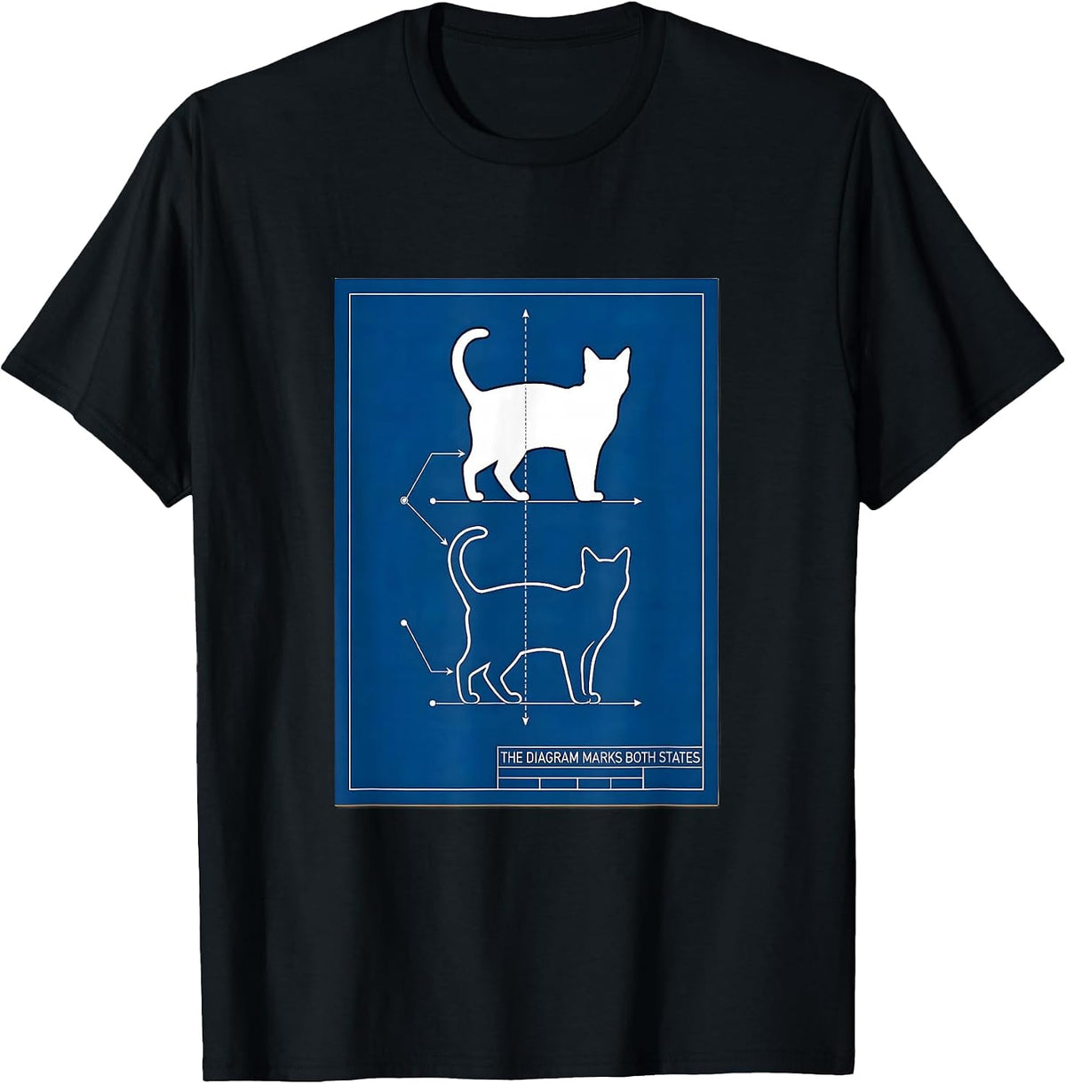 Men's The Diagram Marks Both States Technical Blueprint Physics T-Shirt - Black