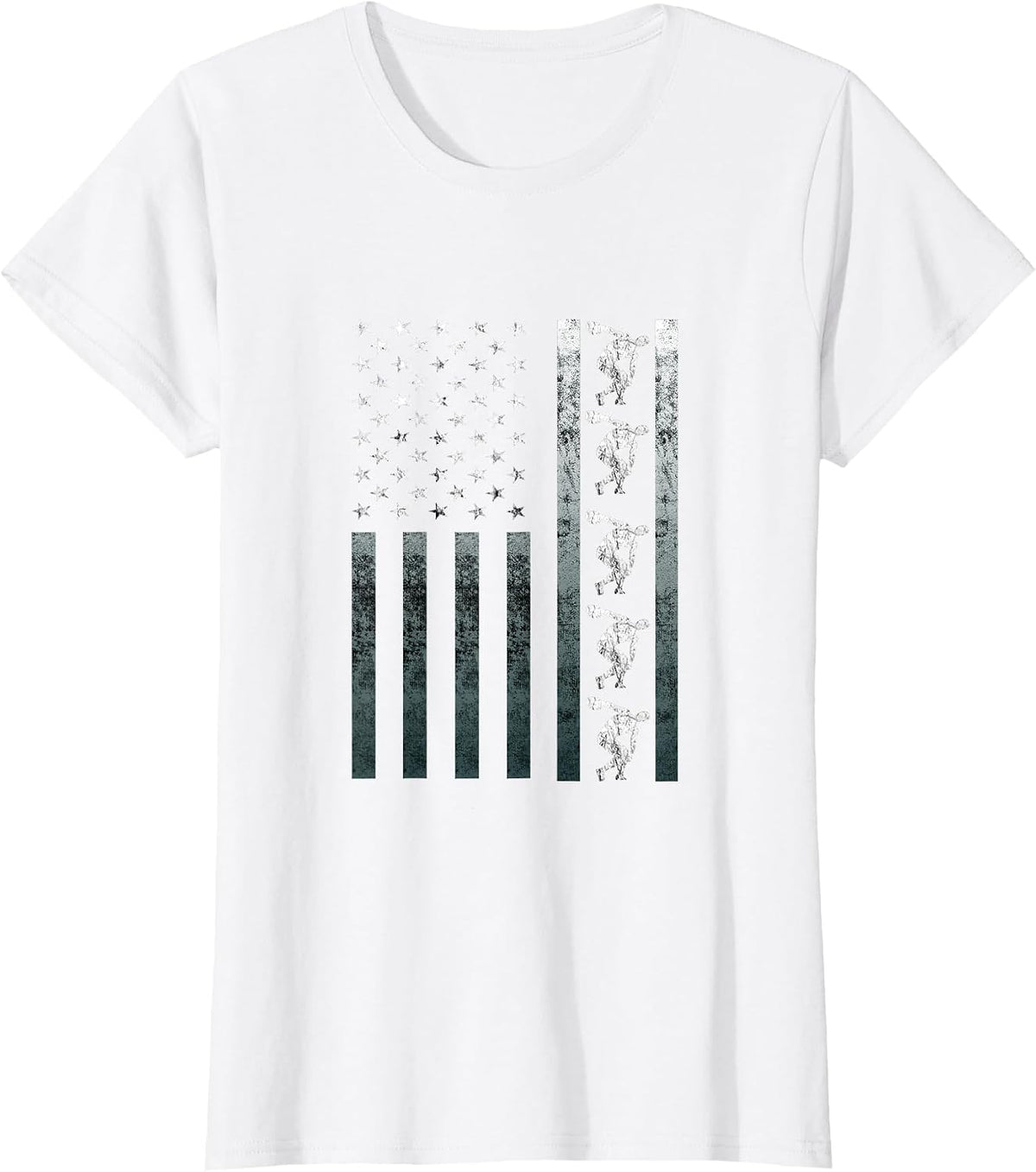 Discus Thrower Track and Field Vintage America Flag USA T-Shirt - White