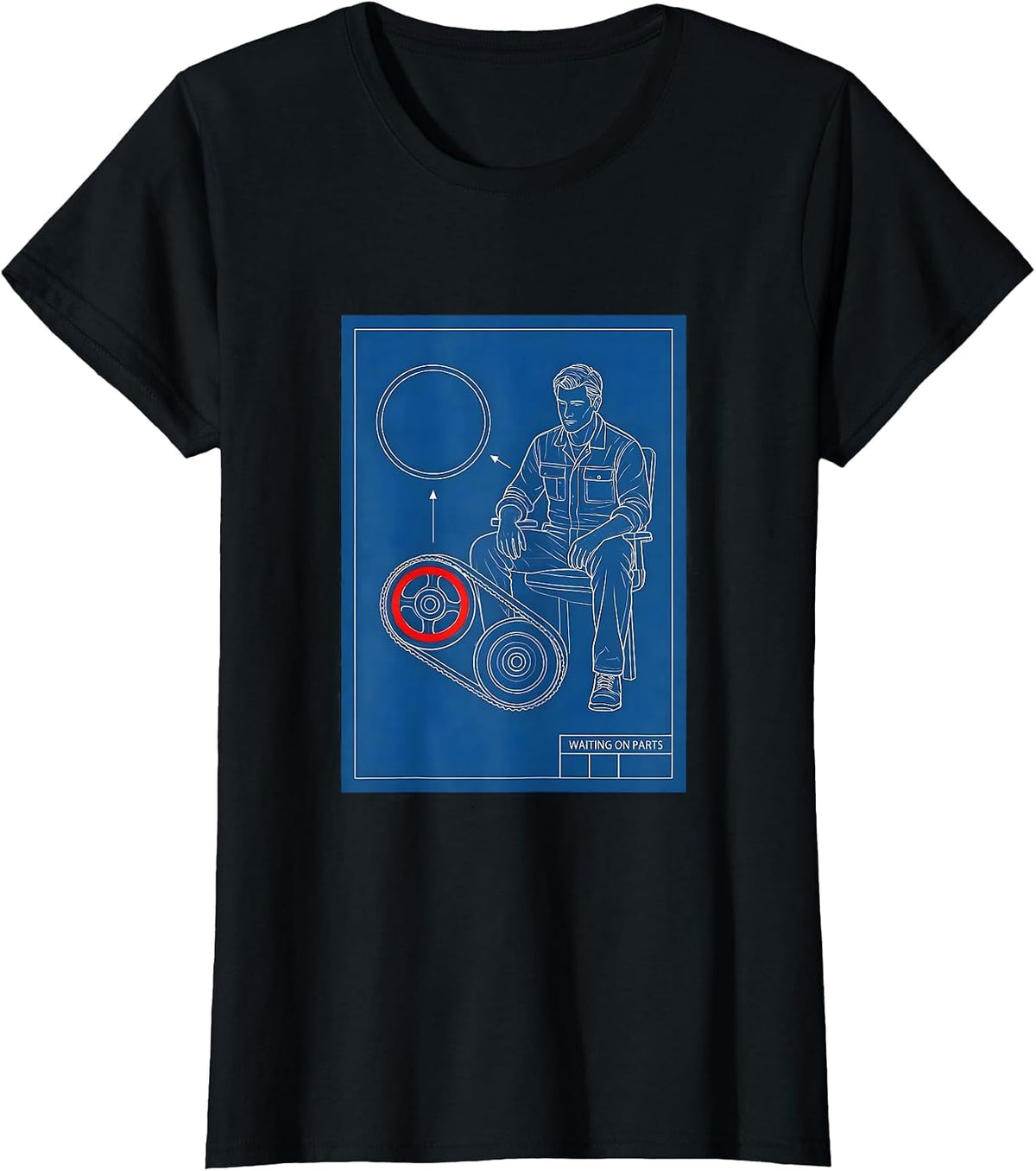 Women's Waiting On Parts Funny Mechanic Auto Repair Technician Humor T-Shirt - Black