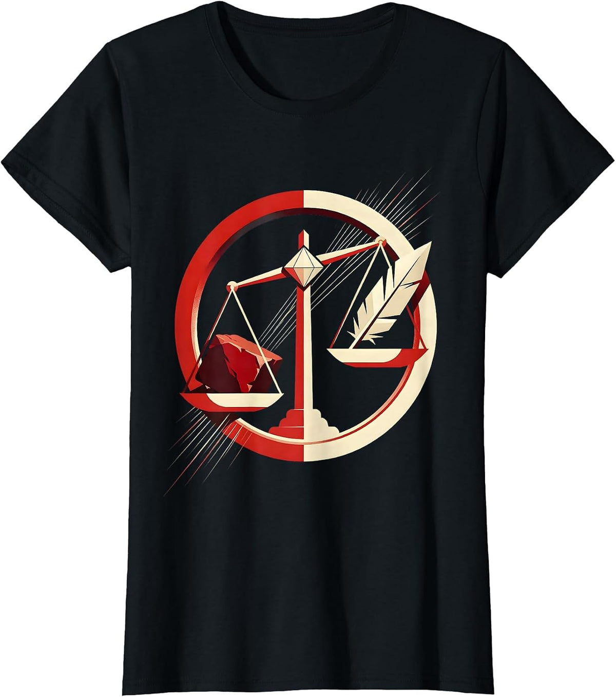 Women's Facts Over Feelings Balance Scale Graphic T-Shirt - Black