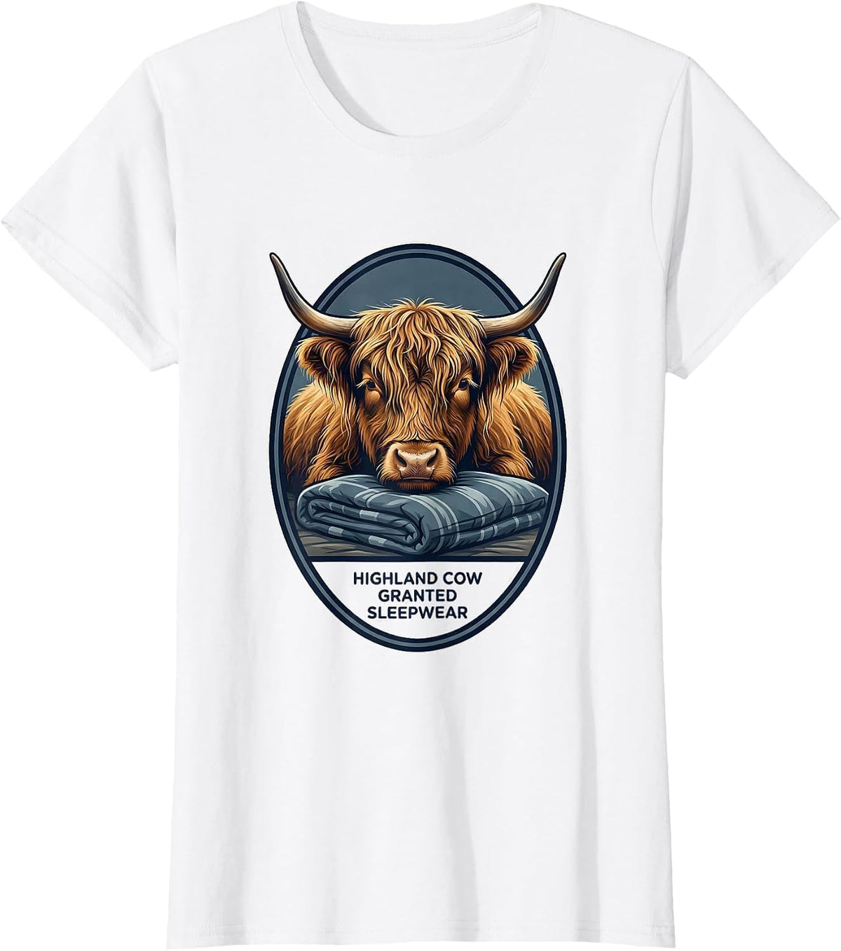 Highland Cow Granted Sleepwear Cute Farm Animal Lover T-Shirt - White
