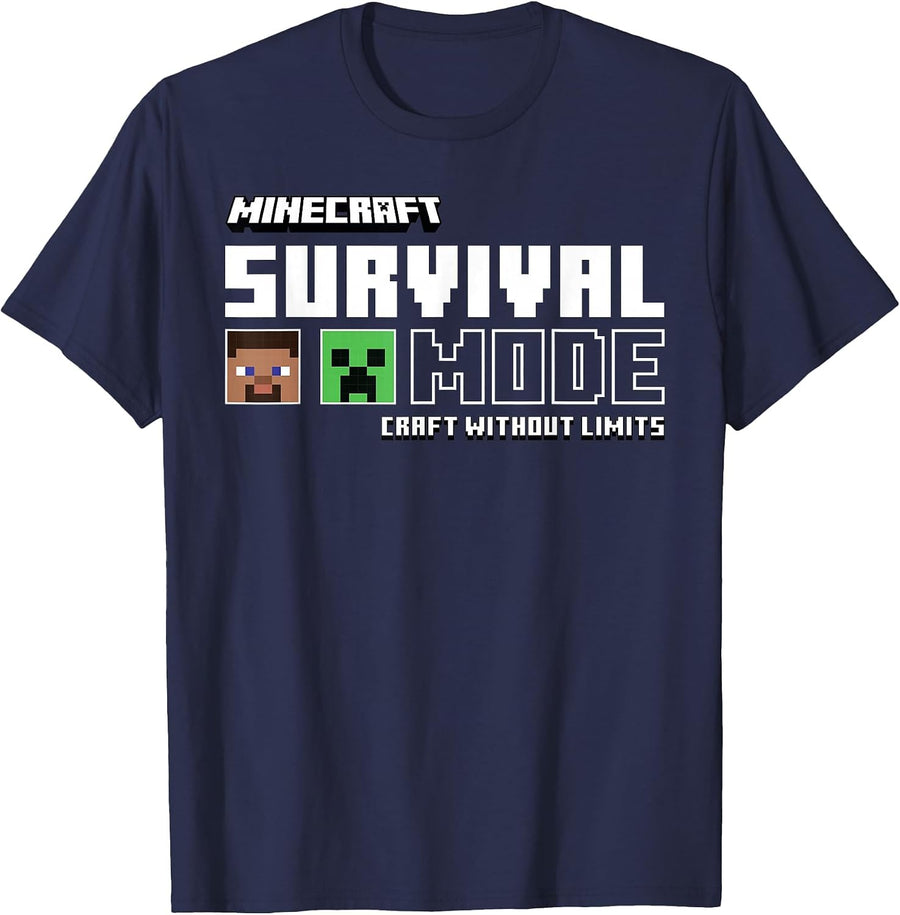 Minecraft Survival Mode Craft Without Limits T-Shirt - Navy Blue