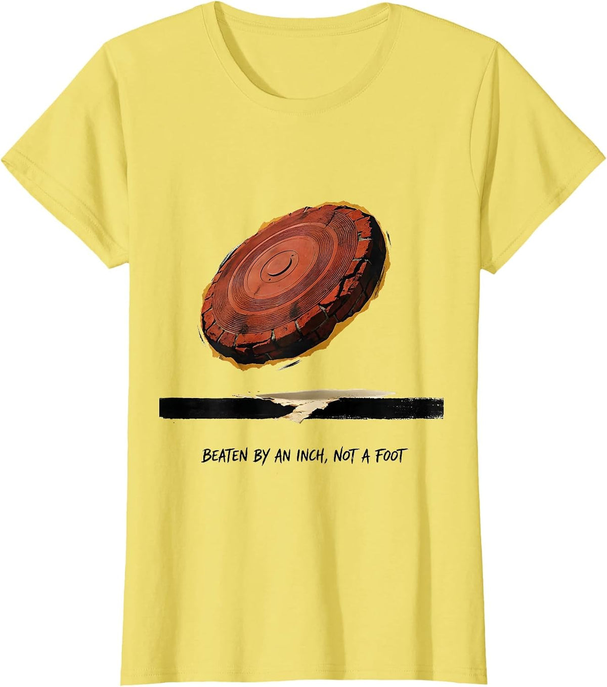 Beaten By An Inch Not A Foot Funny Track And Field Thrower T-Shirt - Lemon Yellow